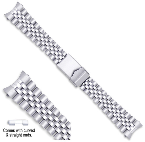 Curved+Straight End Stainless Steel Watch Band For Jubilee