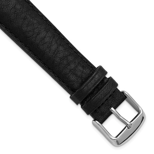 deBeer Black Leather with White Stitching and Brushed Buckle