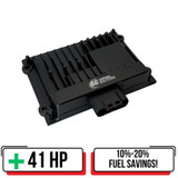 Performance Module for 4.5L Iveco/FPT Tier IV Engines (model IV6645) shown with a compact black housing, labeled connectors, and plug-in wiring harness, designed to optimize engine power, torque, and efficiency.