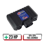 Performance Module for 1.5L, 1.6L, 2.1L, and 2.2L Yanmar Tier IV Final Engines (model YM1522) featuring a compact black housing with labeled connectors and plug-in wiring harness, designed to enhance engine power, torque, and overall efficiency.
