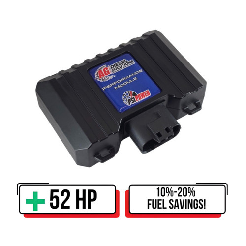 PSI Power Performance Module for 4.5L, 6.75L, and 6.7L Cummins Tier III Engines, shown with a black control unit and integrated wiring harness with connectors.