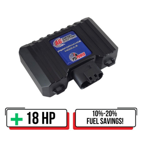Performance Module for 2.5L Kohler Stage V Engines (model KOH2500) shown with a compact black housing, labeled connectors, and plug-in wiring harness, designed to improve engine power, torque, and efficiency.