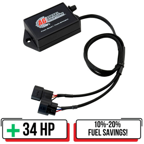Performance Module for 3.8L and 6.1L Kubota Engines (model KUB1500) shown with a compact black housing, labeled connectors, and plug-in wiring harness, designed to improve engine power, torque, and overall performance.