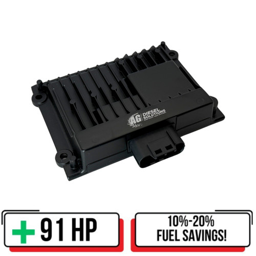Performance Module for 11.9L and 15.0L Cummins Tier IV Engines (model QSX5004) featuring a durable black housing with labeled connectors and plug-in wiring harness, designed to enhance engine power, torque, and fuel efficiency.