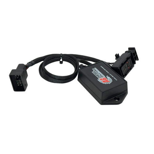 Performance Module for 24 Volt Electrical Systems 6.8L John Deere & 5.9L Cummins engines with VP30or VP44 Bosch Fuel Pump, 24V version (model VP3044-24V) featuring a durable black housing with labeled connectors and plug-in wiring harness, designed to boost engine power, torque, and overall performance across multiple engine types.