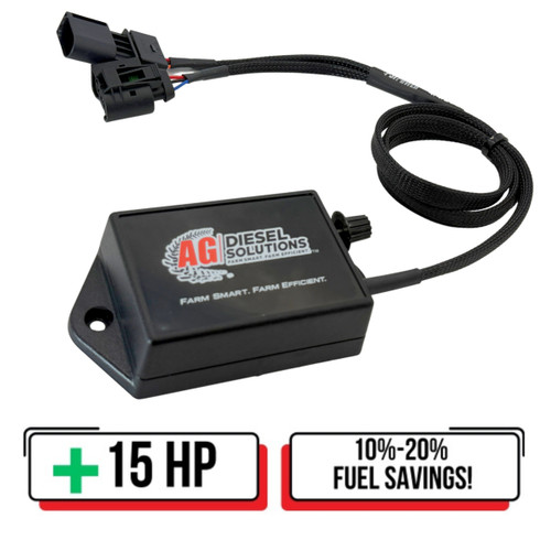 Performance Module for 1.9L LS Mtron Tier IV Final Engines (model LS1904) shown with a compact black housing, labeled connectors, and plug-in wiring harness, designed to enhance engine power, torque, and overall efficiency.