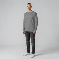 Gray Long Sleeve Logo Tee with R*H*T Sleeve