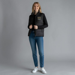 WAA Burnside Black Puffer Vest Logo