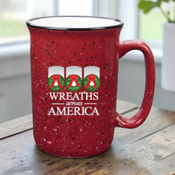 Red Campfire Mug Retro Granite Design Elongated Handle