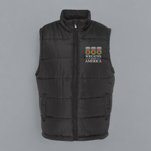 WAA Burnside Black Puffer Vest Logo