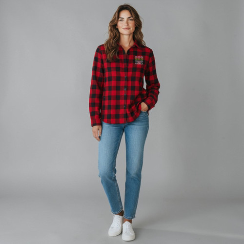 Women's Red & Black Plaid Flannel Shirt