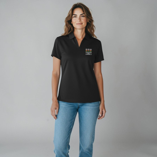 Womens Black Stretch Polo Shirt