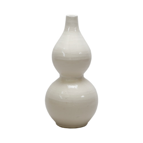 Vintage Style White Ceramic Vase Gourd Bottle