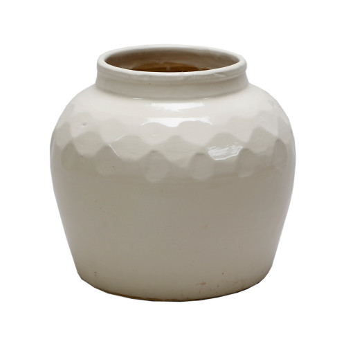 Vintage Style White Ceramic Jar Round