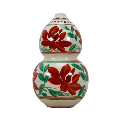 Hand painted Colorful Leaf Motif Gourd Vase