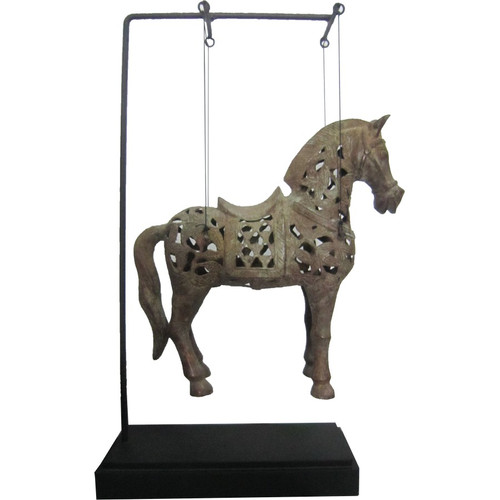 Bronze Hanging Horse on Stand - Medium