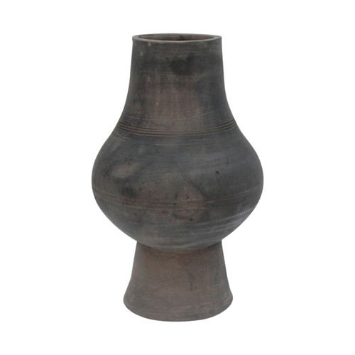 Earthy Gray pottery vase with large opening (finish varies no two are the same)