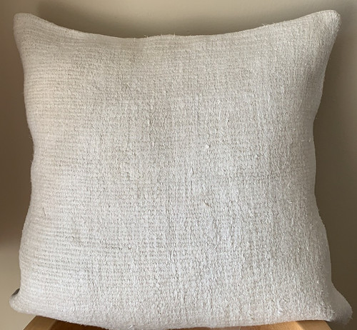 Vintage Turkish Hemp Pillow Cover 16x16 Small Beige (size & color vary)