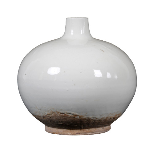 White vintage style round vase with small openning