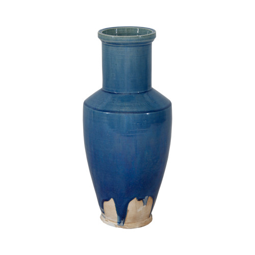 Vintage style long neck vase blue