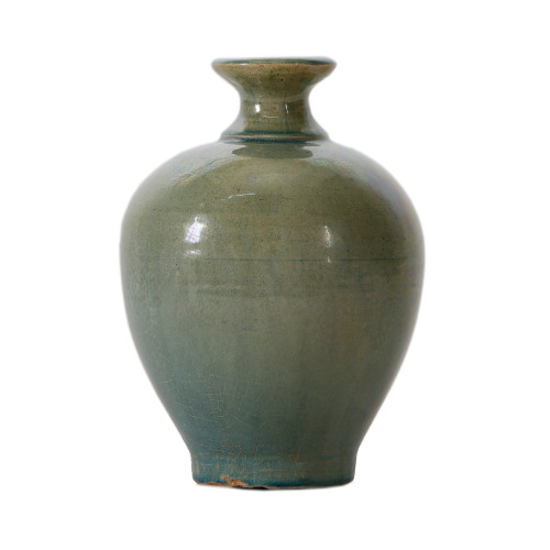 Vintage style green vase with short neck(size and finish vary)