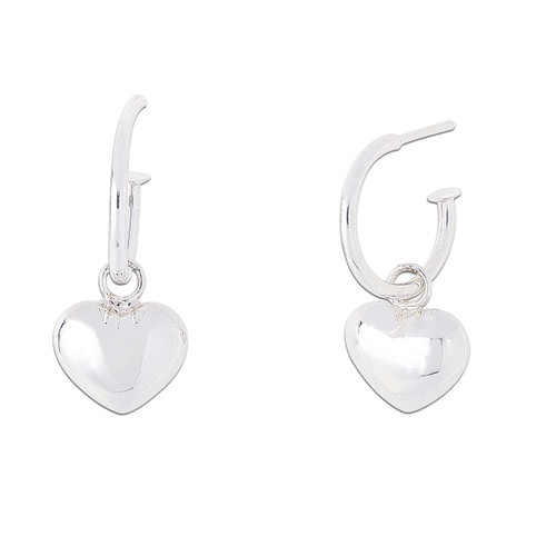 Priya Hoop Heart Earrings - Silver
