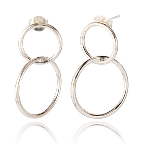 Macie Drop Circles Earrings - Silver