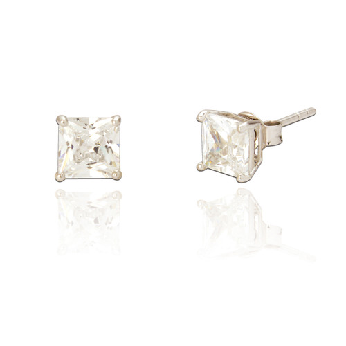 Whitney Square Stud Earrings - Large Silver