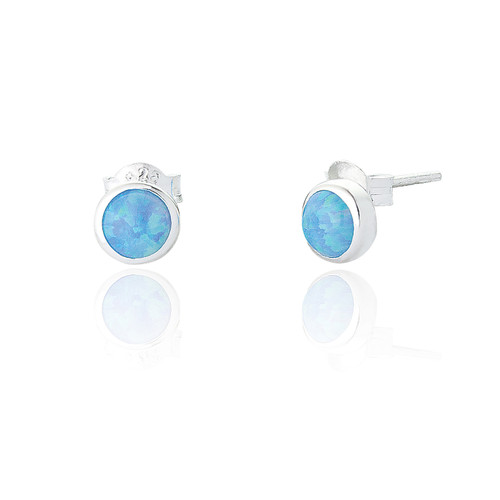 Jemima Stud Earrings Medium - Blue Opal