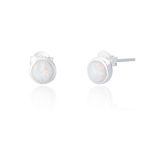 Jemima Stud Earrings Medium - White Opal