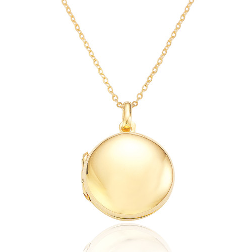 Lucille Round Locket Necklace - Gold Plate
