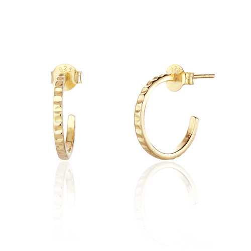 Aya Textured Hoop Earrings - Gold Plate