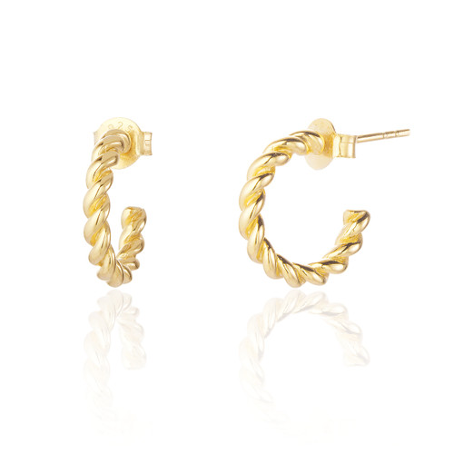 Fenna Rope Hoop Earrings - Gold Plate