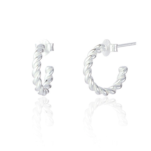 Fenna Rope Hoop Earrings - Silver