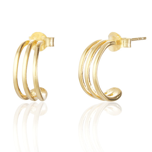 Gael Triple Hoop Earrings - Gold Plate