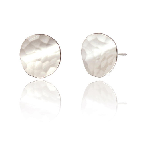 Dottie Stud Earrings Hammered Effect - Sterling Silver