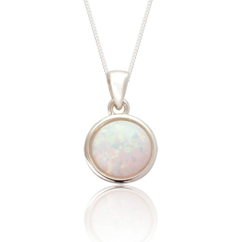 Jemima White Opal Pendant & Chain - Silver