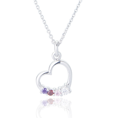 Ettie Heart Rainbow Pendant & Chain - Silver