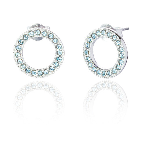 Nola Open Circle Aquamarine Earrings - Silver