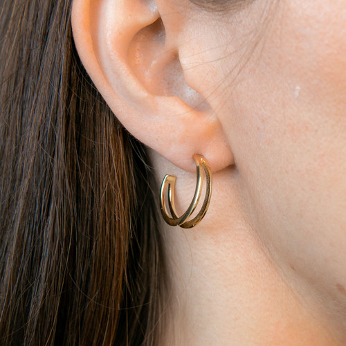 Aure Double Hoop Earrings - Gold