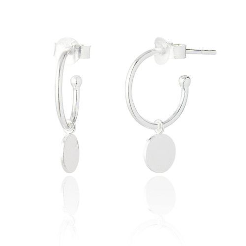 Adelie Disc Hoop Earrings - Silver