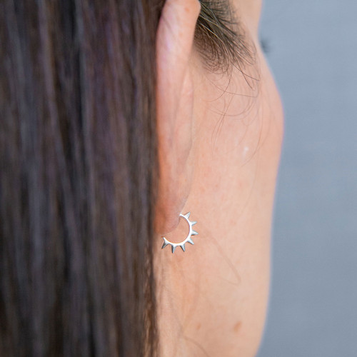 Auberta Spike Hoop Earrings - Silver