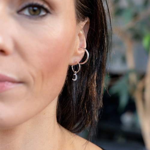 Adelie Moon & Star Hoop Earrings - Silver