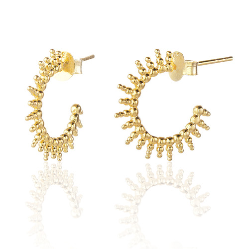 Valeria Beaded Hoop Earrings - Gold Plate