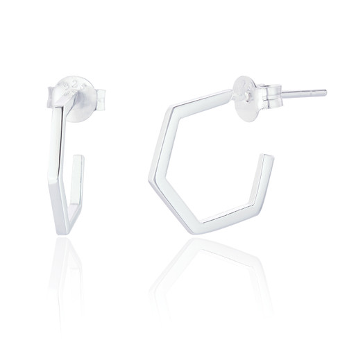 Wren Hexagon Earrings - Silver