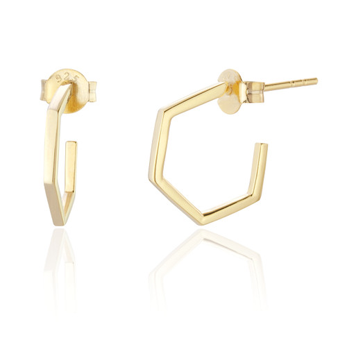 Wren Hexagon Earrings - Gold