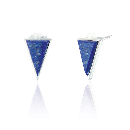 Liga Triangle Lapis Stud Earrings - Silver