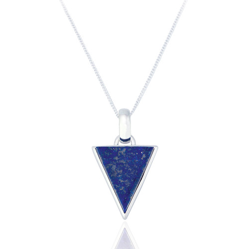 Liga Triangle Lapis Pendant & Chain - Silver