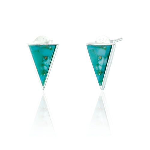 Liga Triangle Turquoise Stud Earrings - Silver