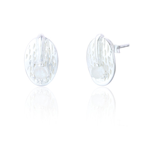 Ethel Moonstone Stud Earrings - Silver